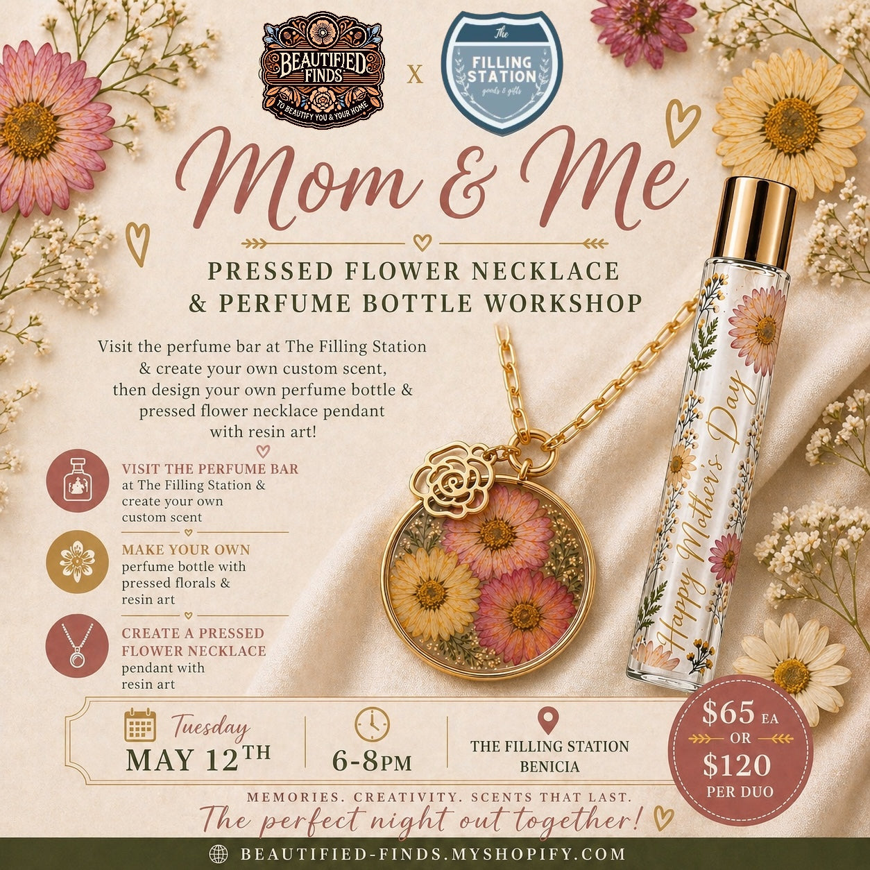 Mom & Me Perfume Bar, Pressed Flower Bottle & Necklace - 5/12 The Filling Station Benicia