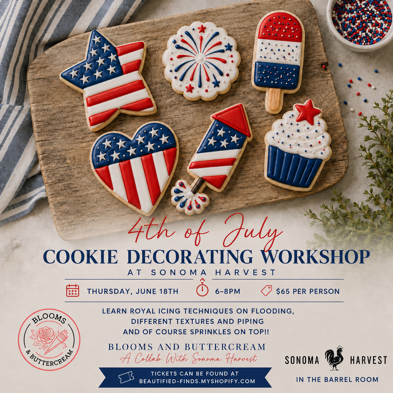 4th of July Cookie Workshop - 6/18 Sonoma Harvest, Fairfield