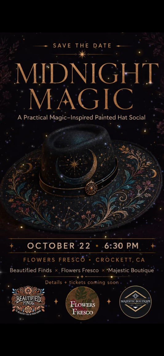 🌙 ✨Practical Magical Hat Painting - Flowers Fresco, Crockett 10/22