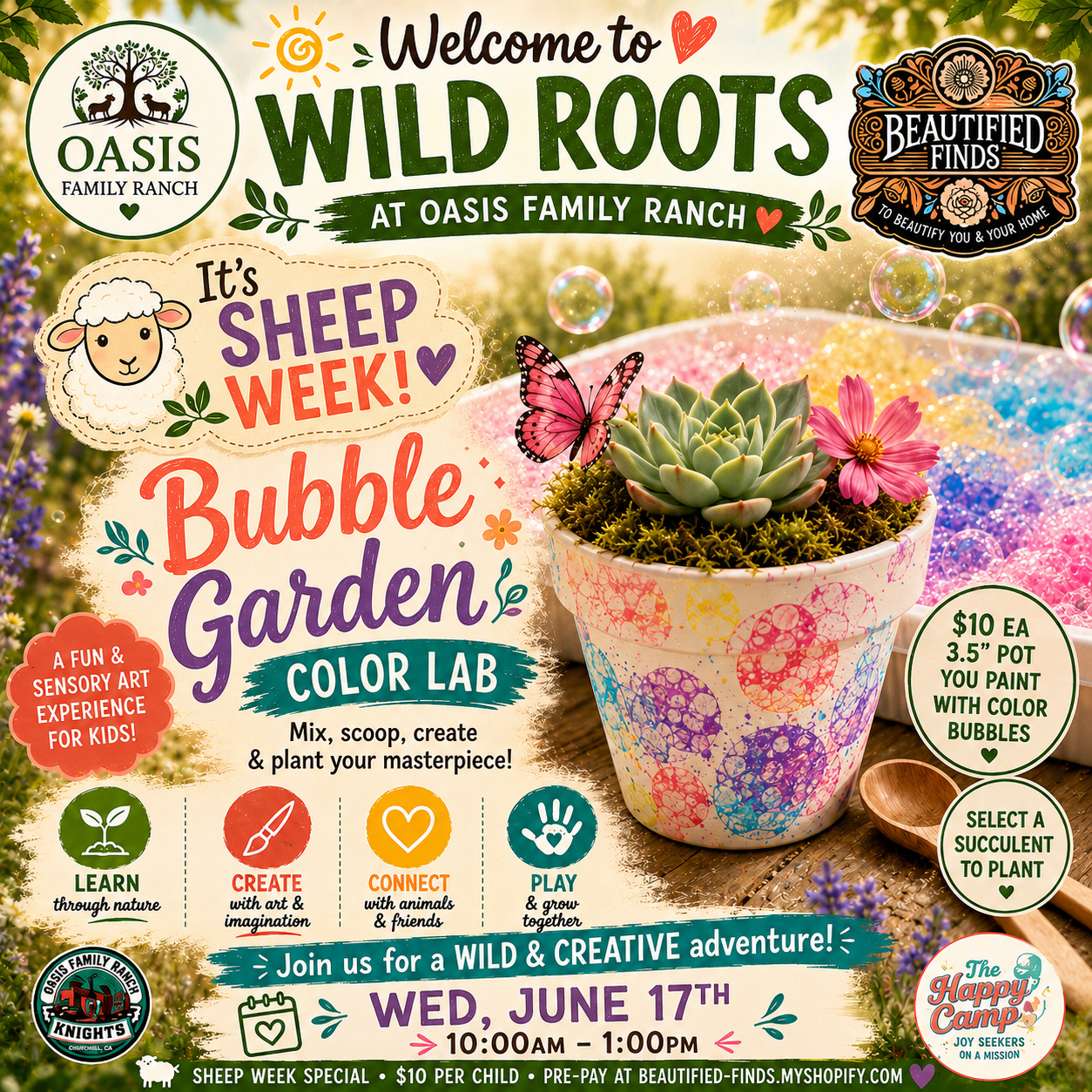 Wild Roots Bubble Garden - 6/17 10am-1pm
