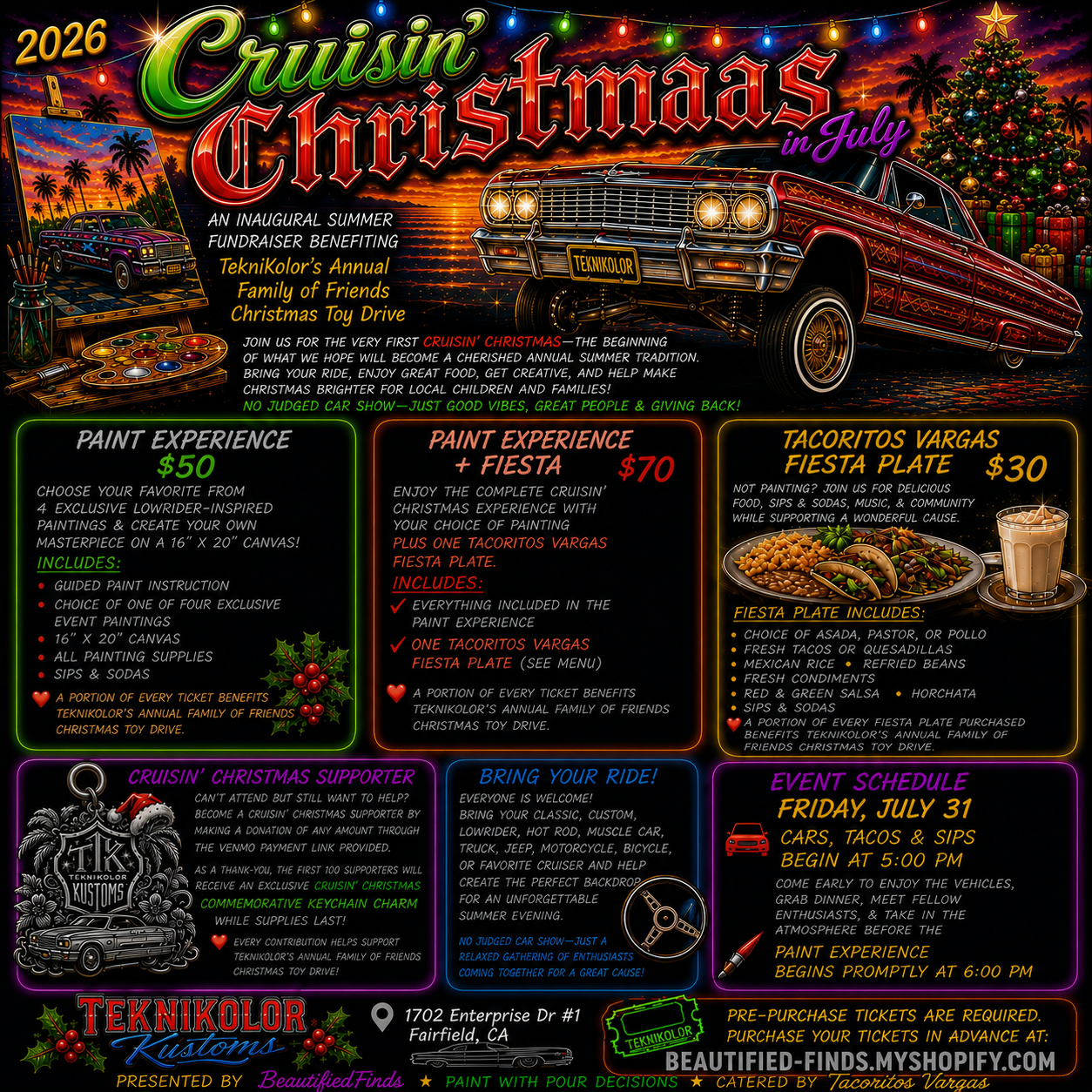 Cruisin’ Christmas Paint Party - Christmas in July Teknikolor 7/31