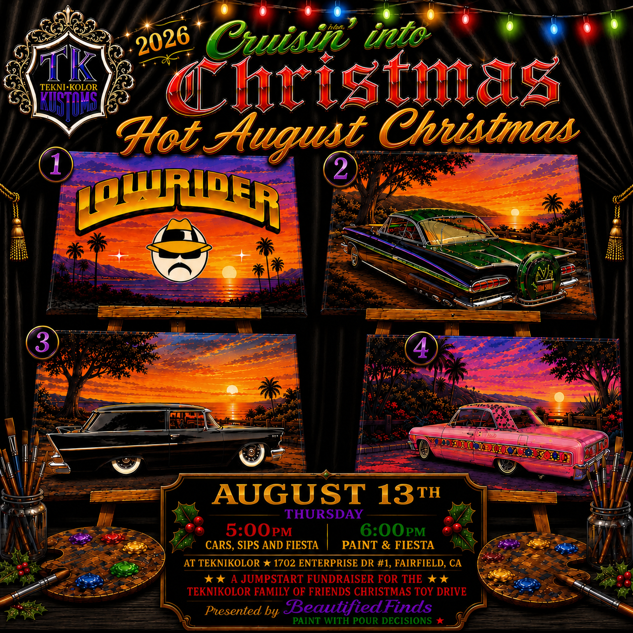 Cruisin’ Christmas Paint Party - Hot August Christmas Teknikolor 8/13